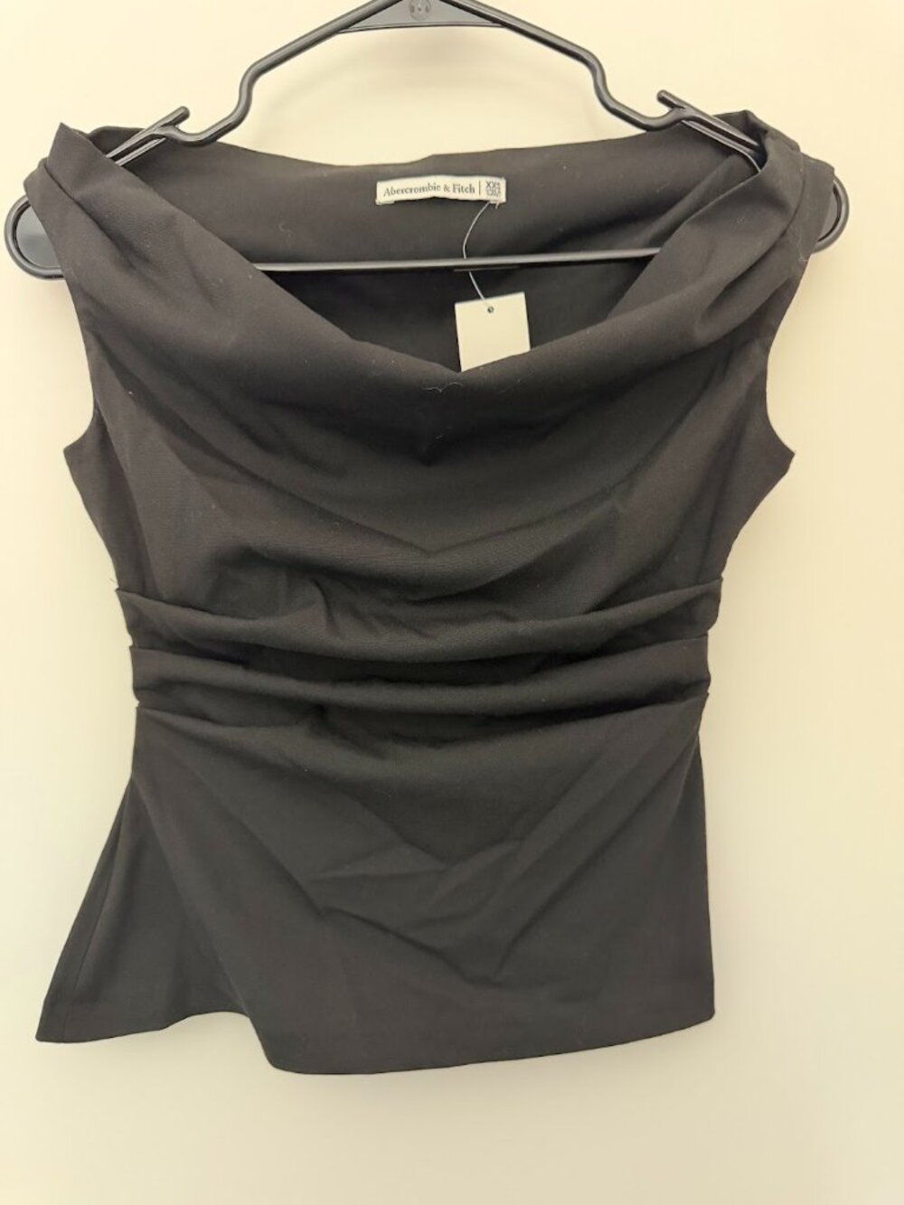 NWT Abercrombie & Fitch Off-The-Shoulder Draped Ruched Top Black XXS ($60)